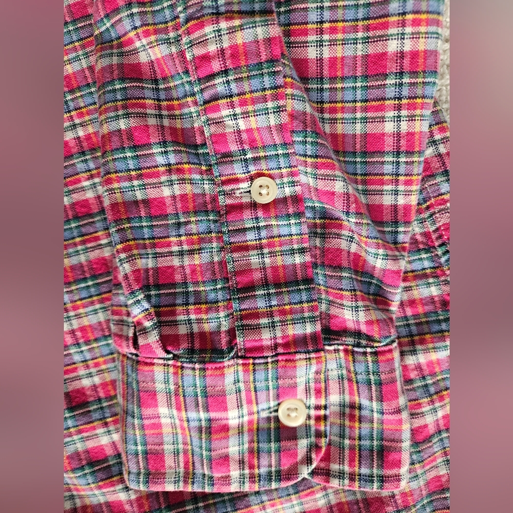 POLO RALPH LAUREN 100% Cotton Pink Plaid Long Sleeve Button Down | SZ L - Picture 6 of 9